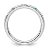 14k White Gold Stackable Expressions Blue Topaz and Diamond Ring
